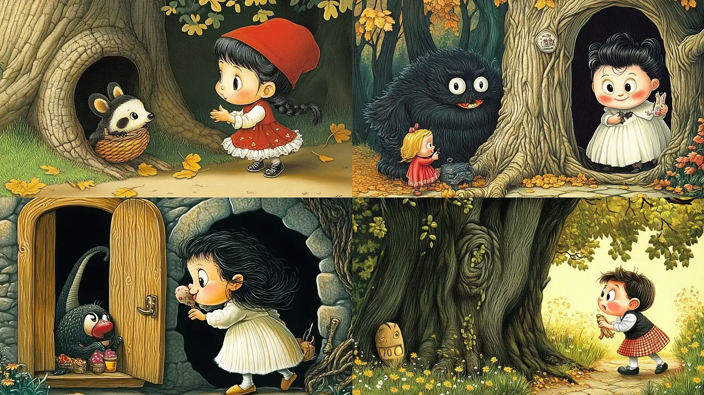 Enchanting Woodland Whimsy: A Consistent Journey Through Fairy-Tale Illustrations - Midjourney sref style