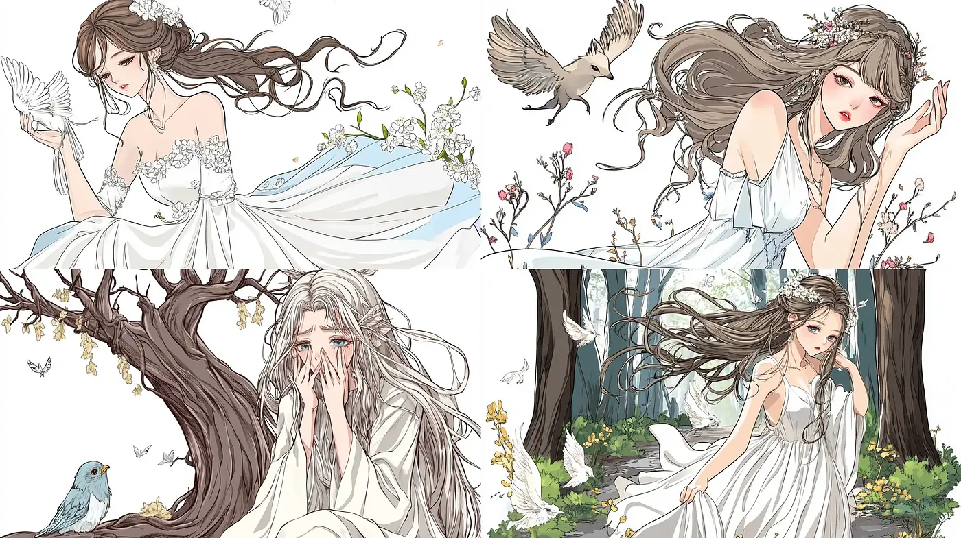 Ethereal Elegance in Nature-Inspired Whimsical Illustration - Midjourney sref style