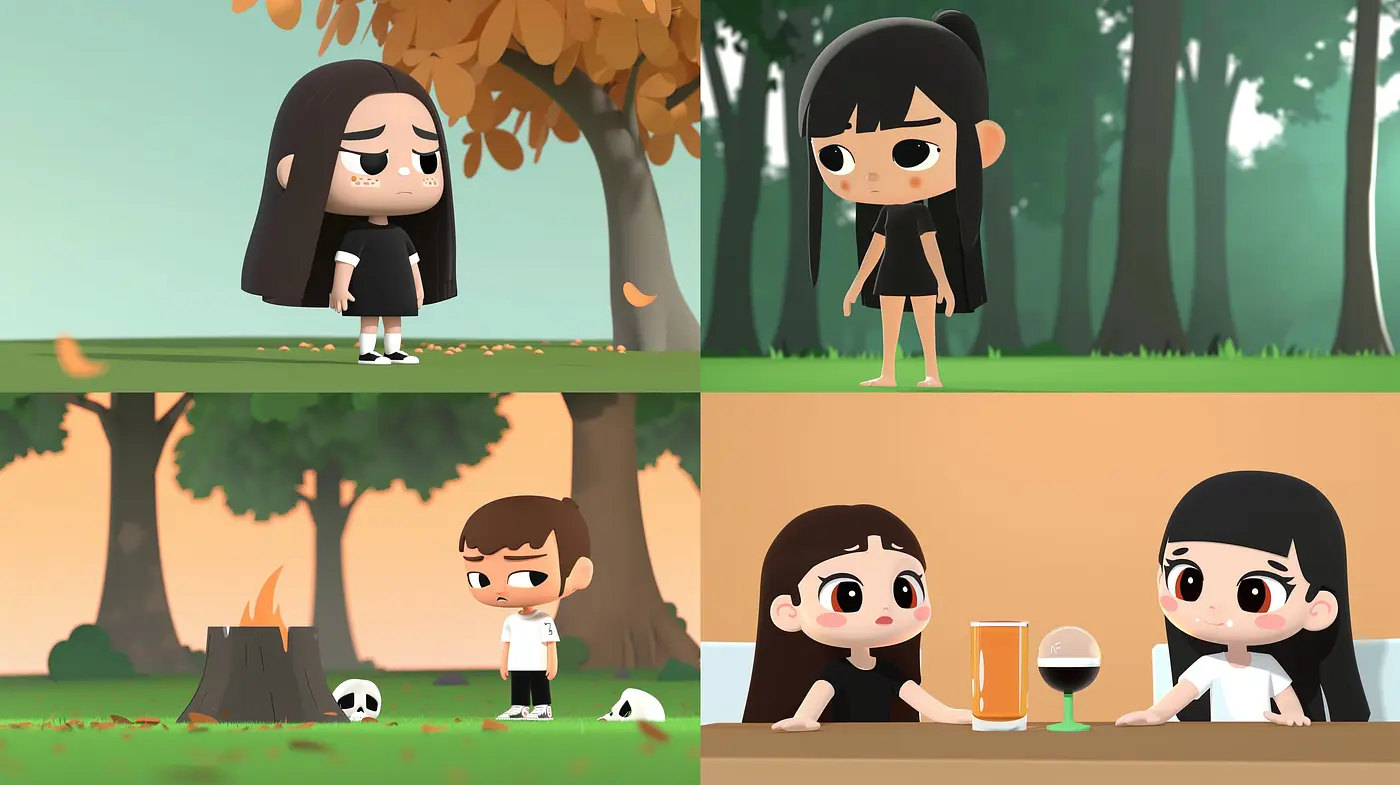Whimsical Animated Harmony: A Unifying Style That Blends Playful Cartoonish Elegance with Soft-Toned Serenity - Midjourney sref style