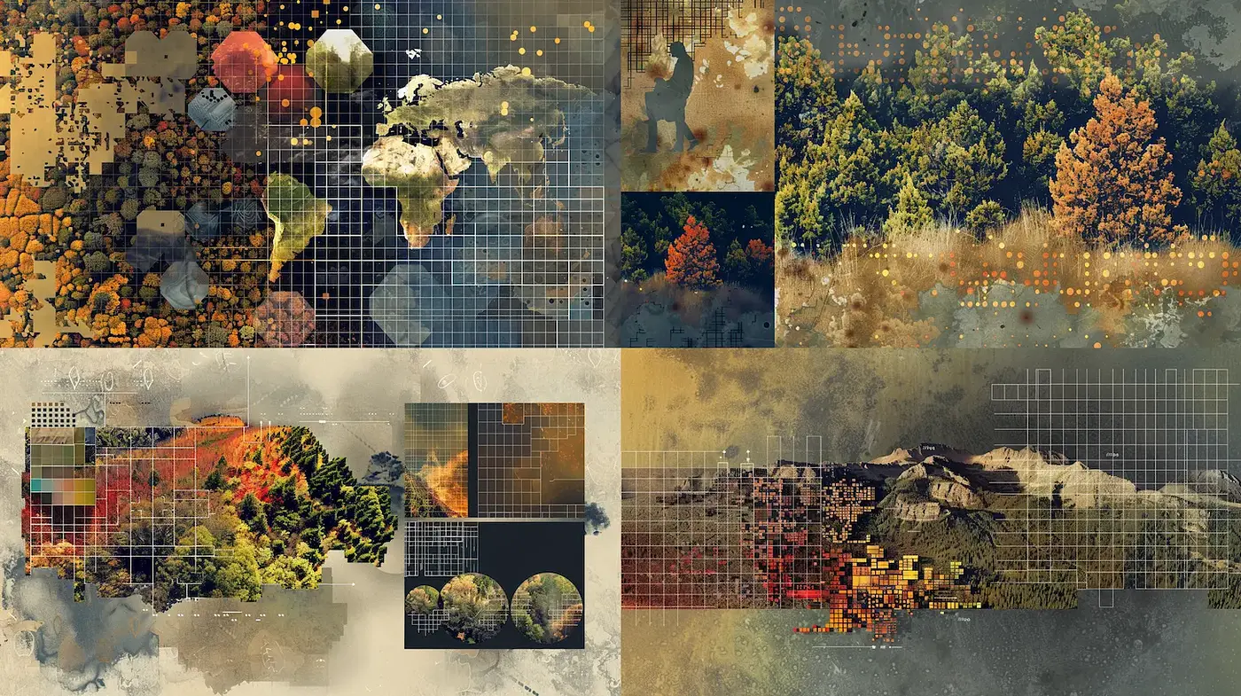 Abstract Geographical Representation with Organic Textures - Midjourney sref style