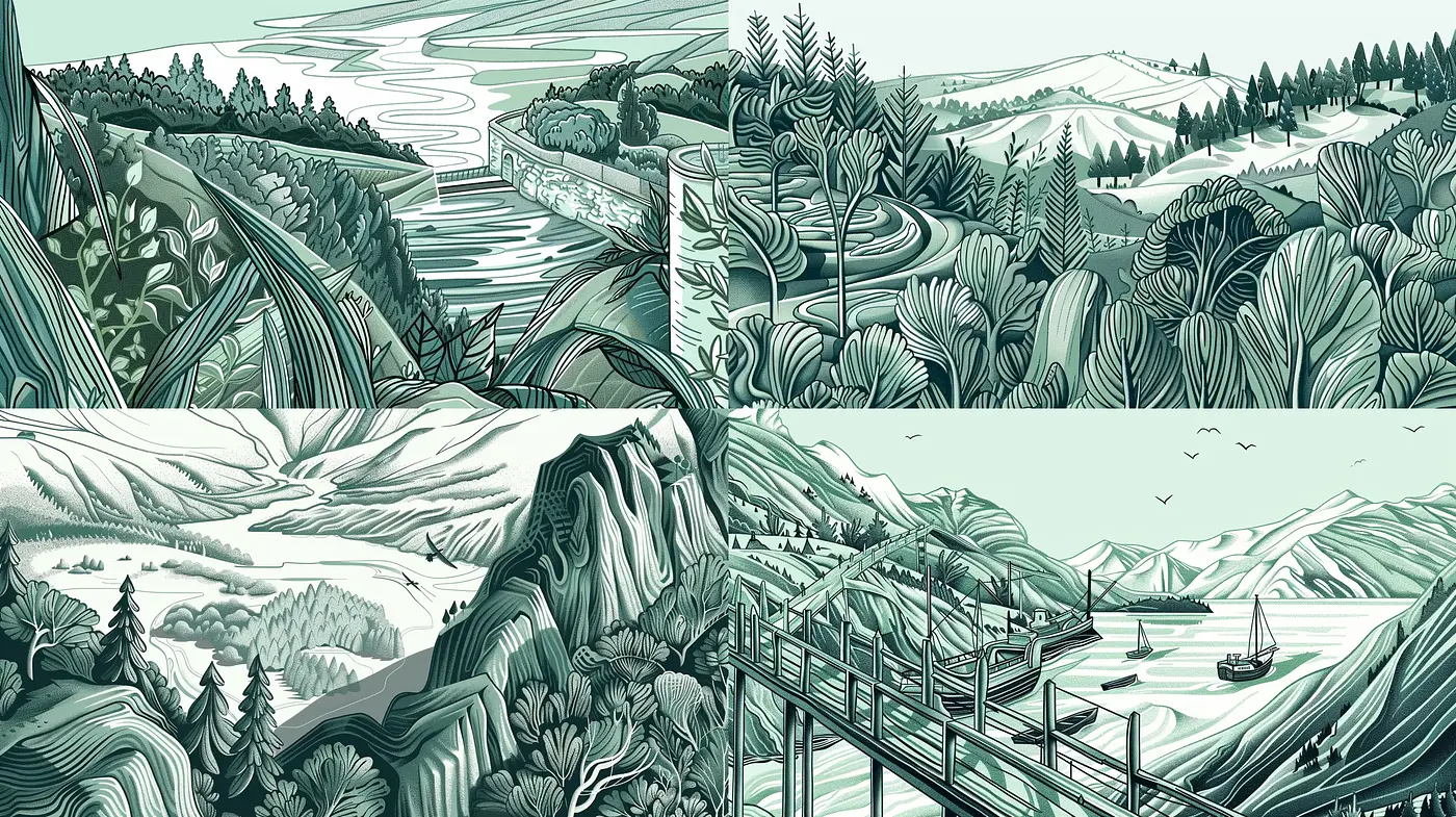 Serenity in Monochrome: A Homage to Classical Landscape Etchings - Midjourney sref style