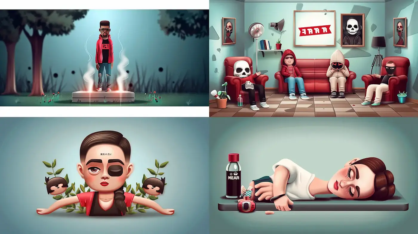 Stylized Illustrations with a Whimsical Yet Dark Undertone - Midjourney sref style