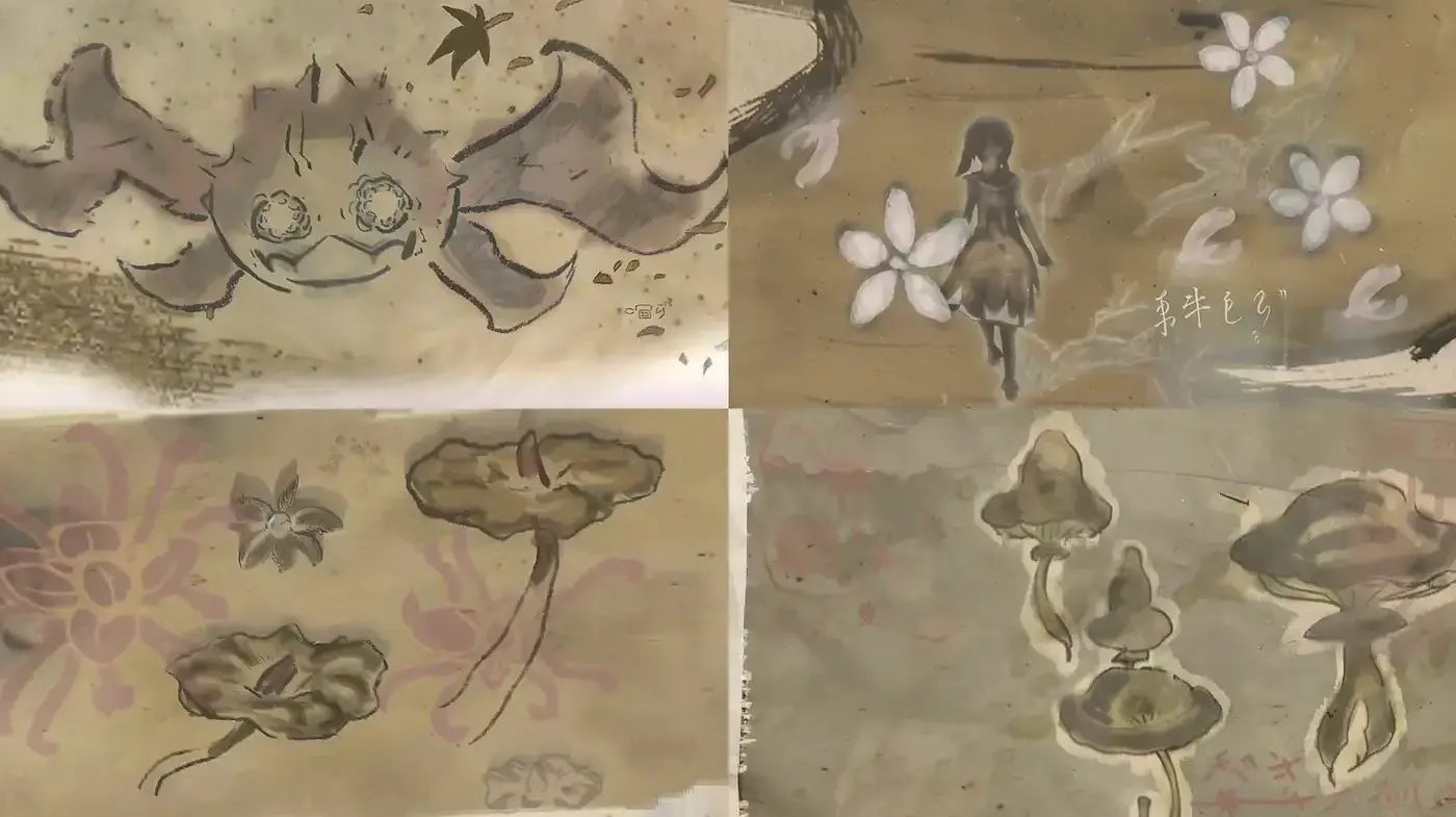 Ephemeral Ink-Wash Visions in Sepia Tones - Midjourney sref style