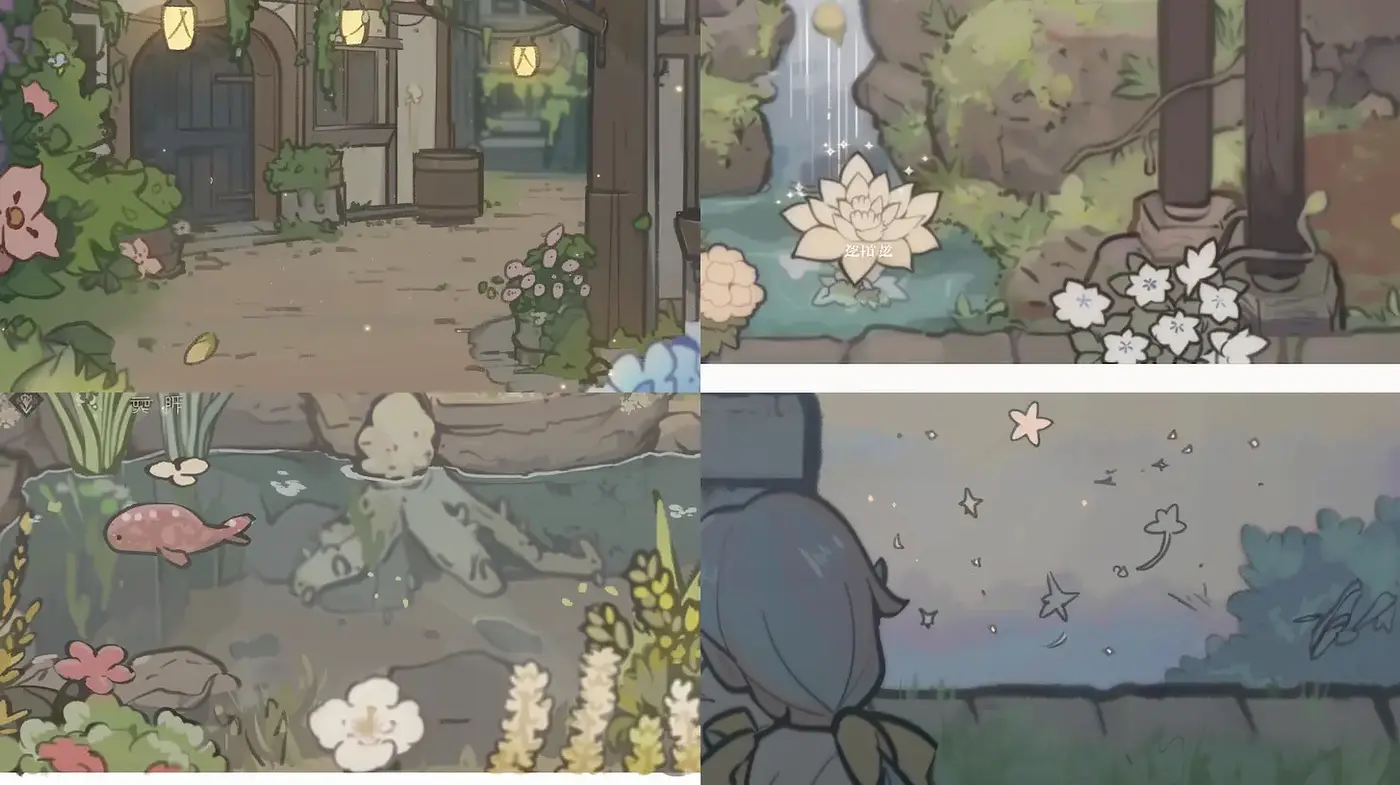 Charming serene environments with a whimsical touch - Midjourney sref style