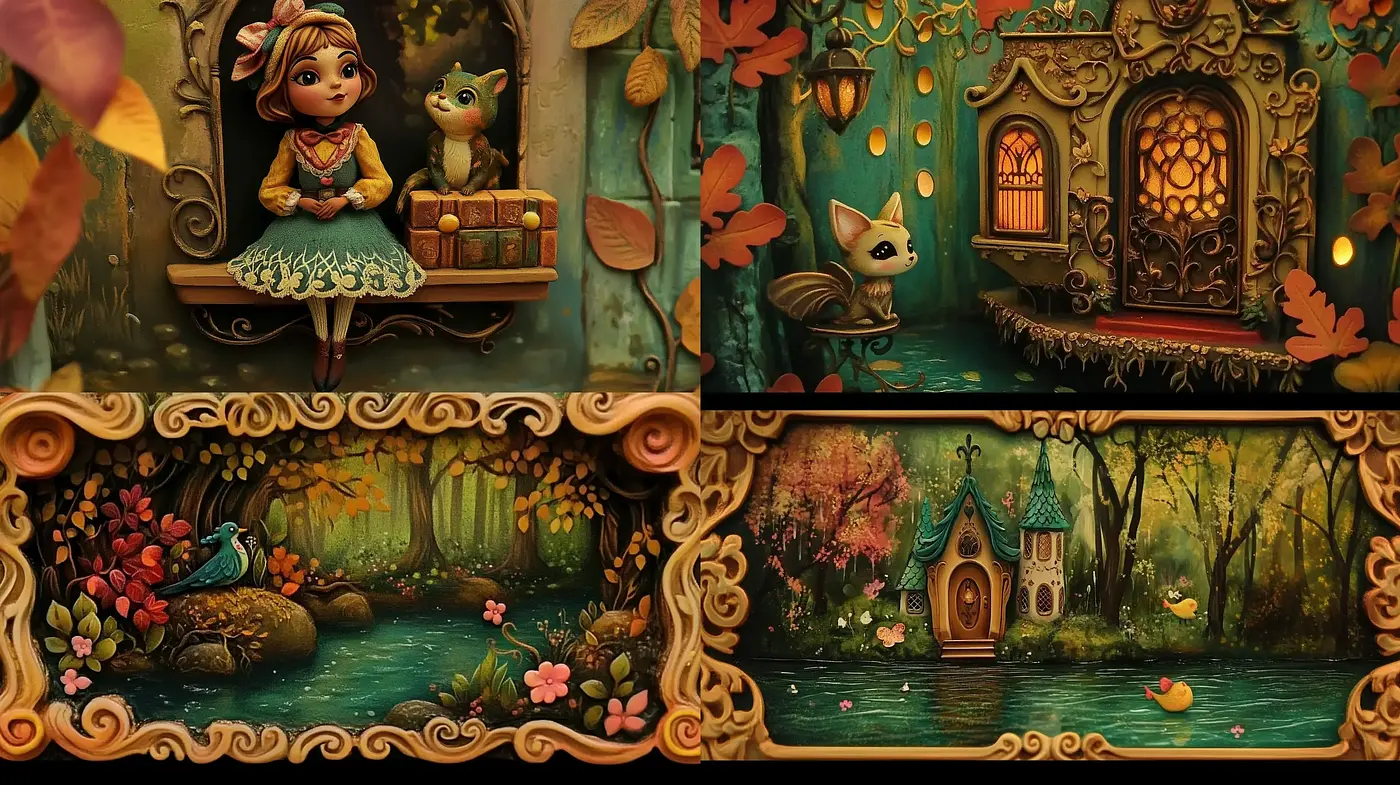 Enchanting Storybook Naturescape with Whimsical Charm - Midjourney sref style