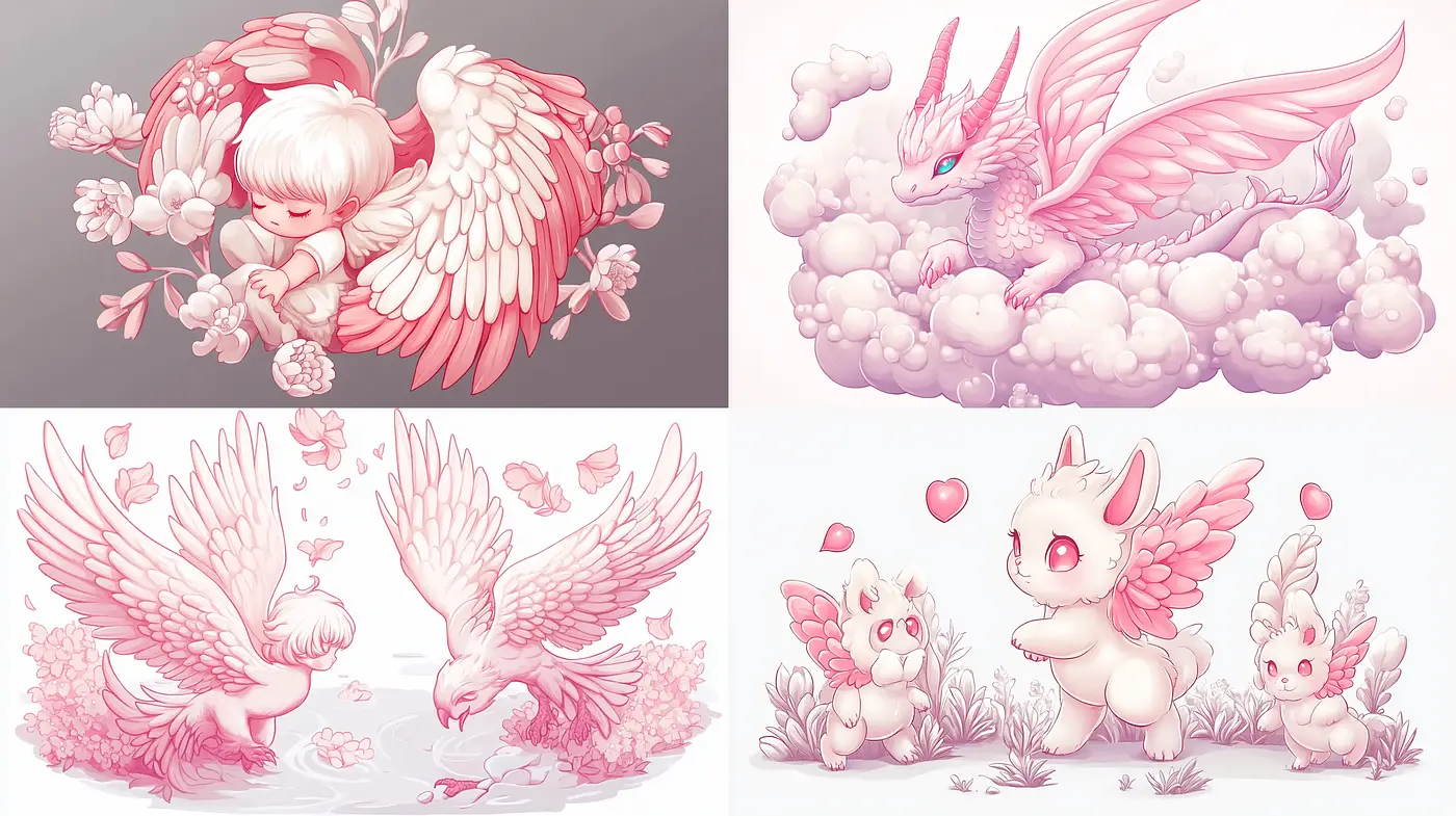 Ethereal Blush: A Dreamy Pastel Menagerie in Monochromatic Pink - Midjourney sref style