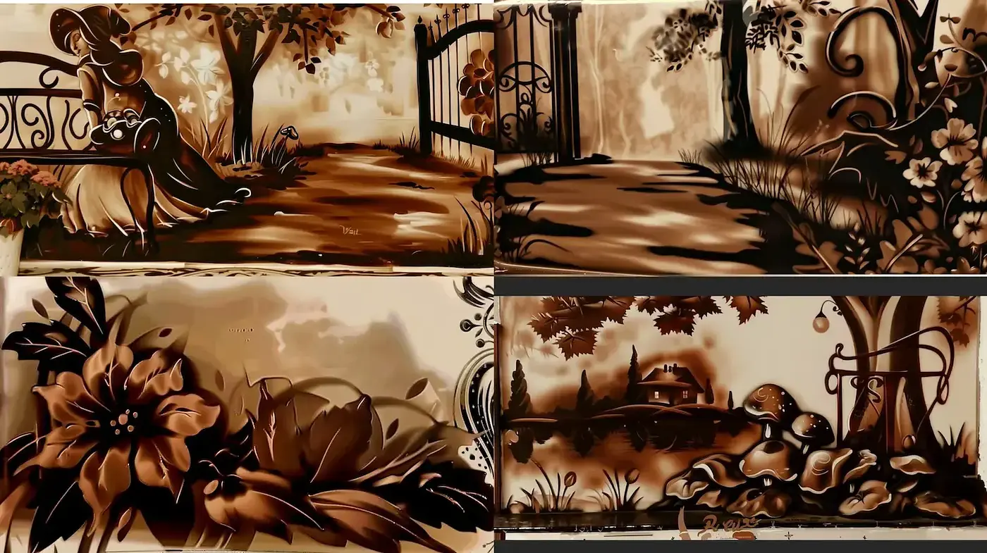 Sepia-Toned Monochromatic Visions of Stylized Nature - Midjourney sref style