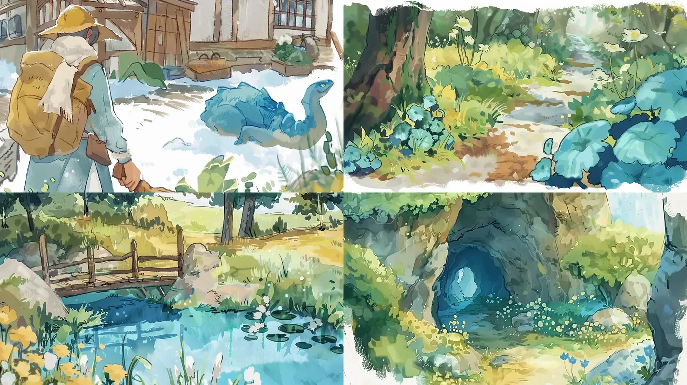 Whimsical Watercolor Countryside Scenes - Midjourney sref style