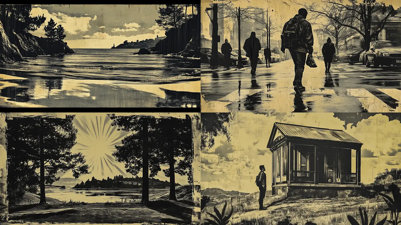 Monochrome Nostalgia with Expressionist Overtones - Midjourney sref style