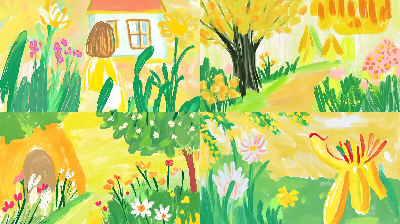 Luminous Garden Dreamscape in Painterly Strokes - Midjourney sref style