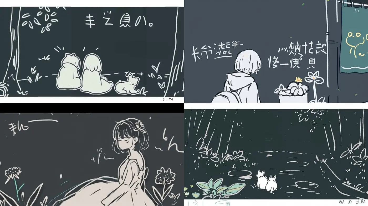 Monochromatic Sketchbook Dreamscape - Midjourney sref style