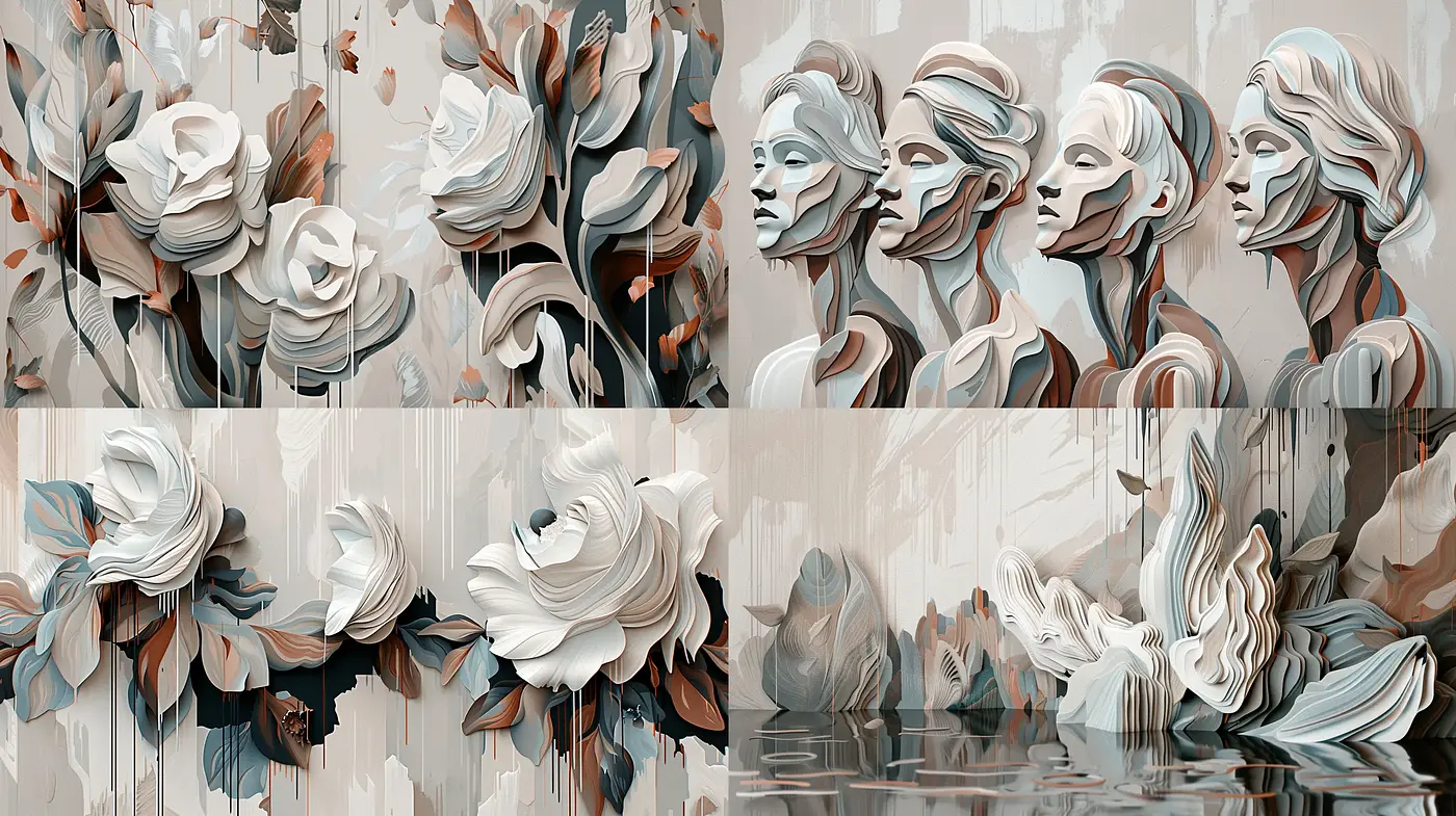 Ethereal Sculptural Dreamscapes with a Monochromatic Whimsy - Midjourney sref style