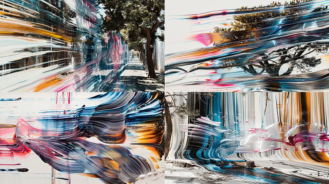 Dynamic Abstract Streaks: A Fusion of Motion and Vivid Colors - Midjourney sref style