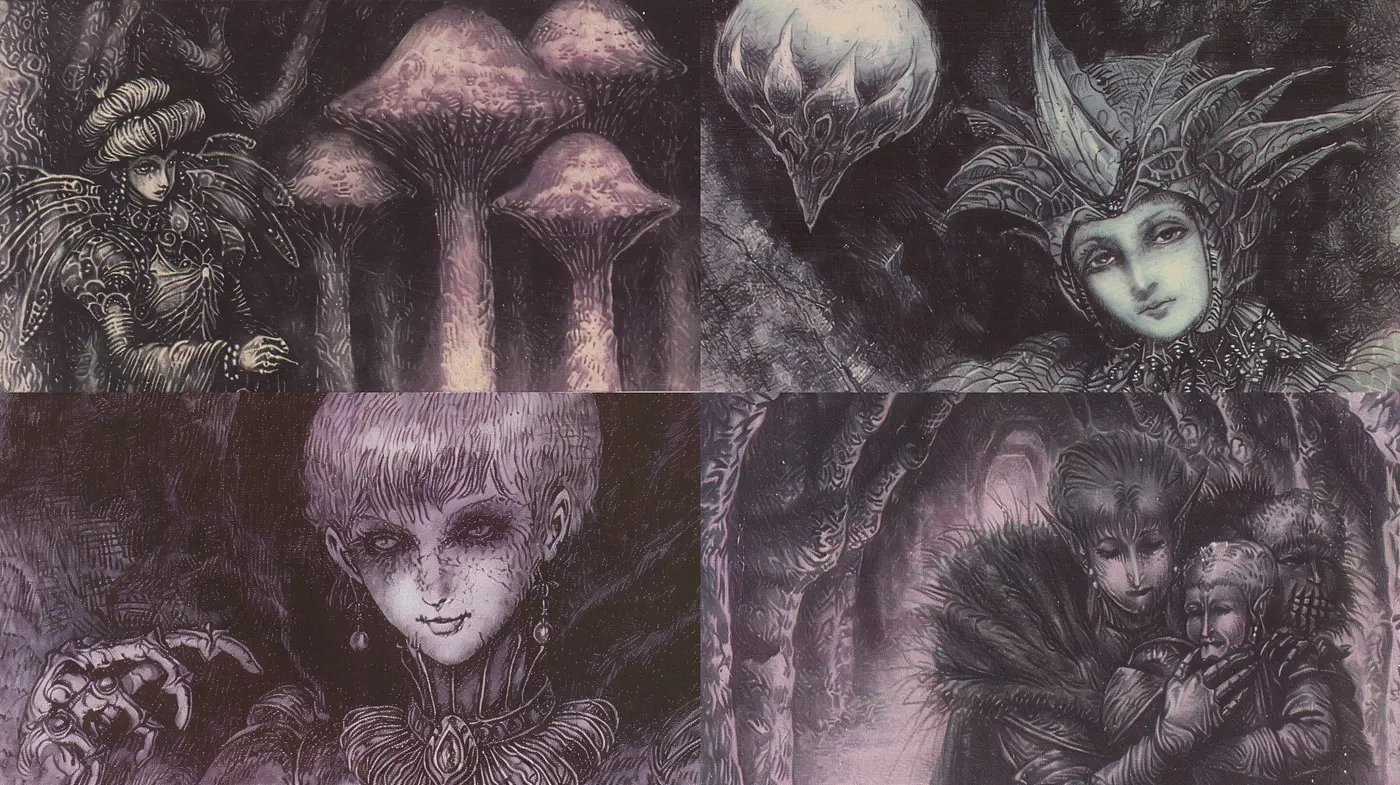 Ethereal Gothica: A Fusion of Dark Fantasy and Elegant Surrealism - Midjourney sref style