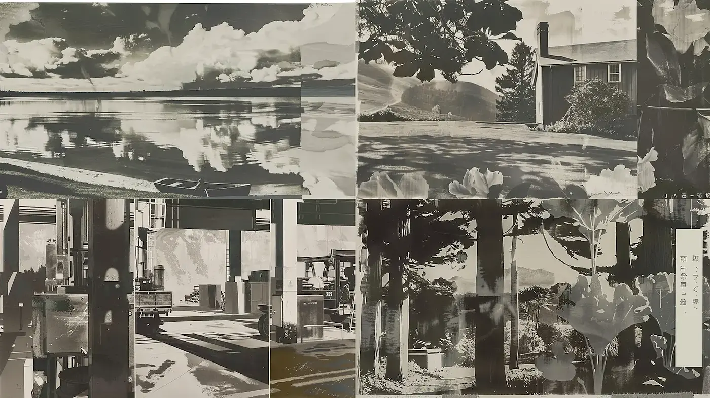 Monochromatic Exploration of Nature and Architecture with a Distinctive Textural Depth - Midjourney sref style