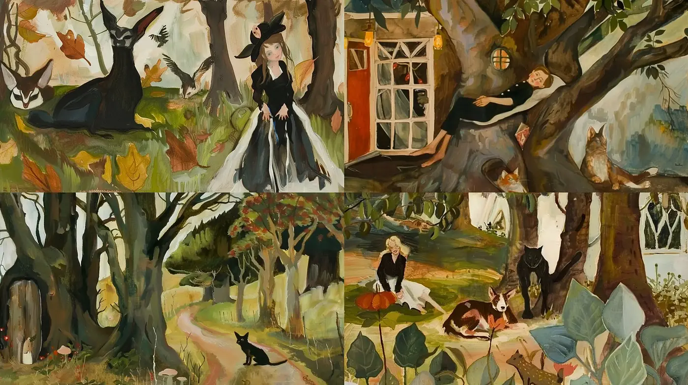 Whimsical Storybook Illustrations in Earthy Tones - Midjourney sref style