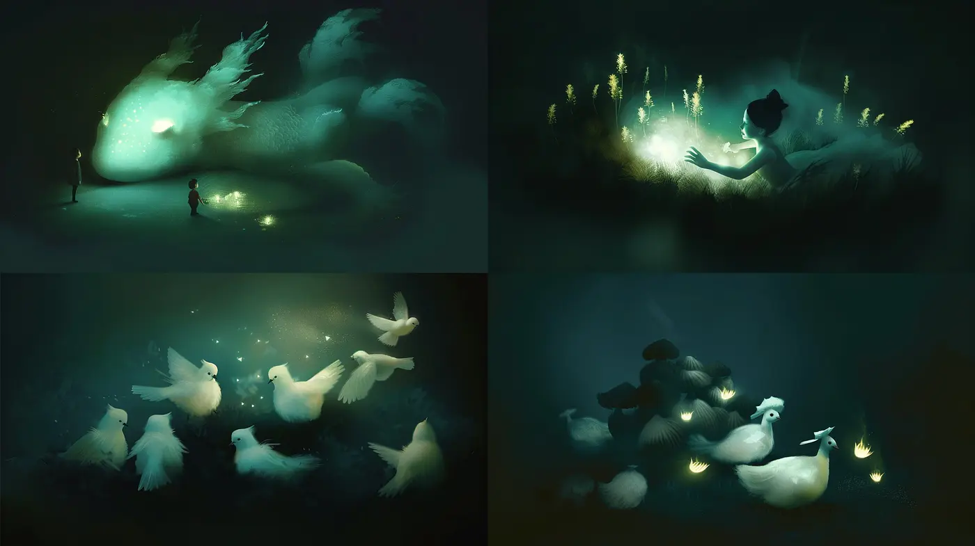 Ethereal Glow and Muted Tones: An Exploration of Dreamlike Phosphorescence - Midjourney sref style