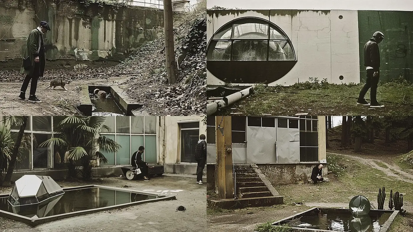 Desolate Elegance: A Somber Retro-Futuristic Vision with a Post-Industrial Touch - Midjourney sref style