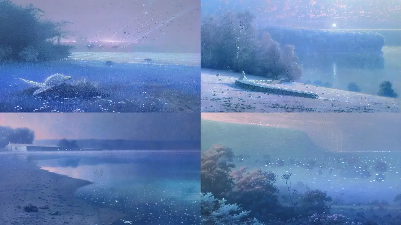 Tranquil Dusk Impressions with Ethereal Luminescence - Midjourney sref style