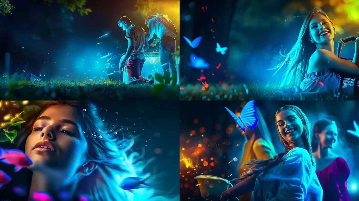 Ethereal Glow: A Fantastical Fusion of Vivid Colors and Dreamlike Luminescence - Midjourney sref style