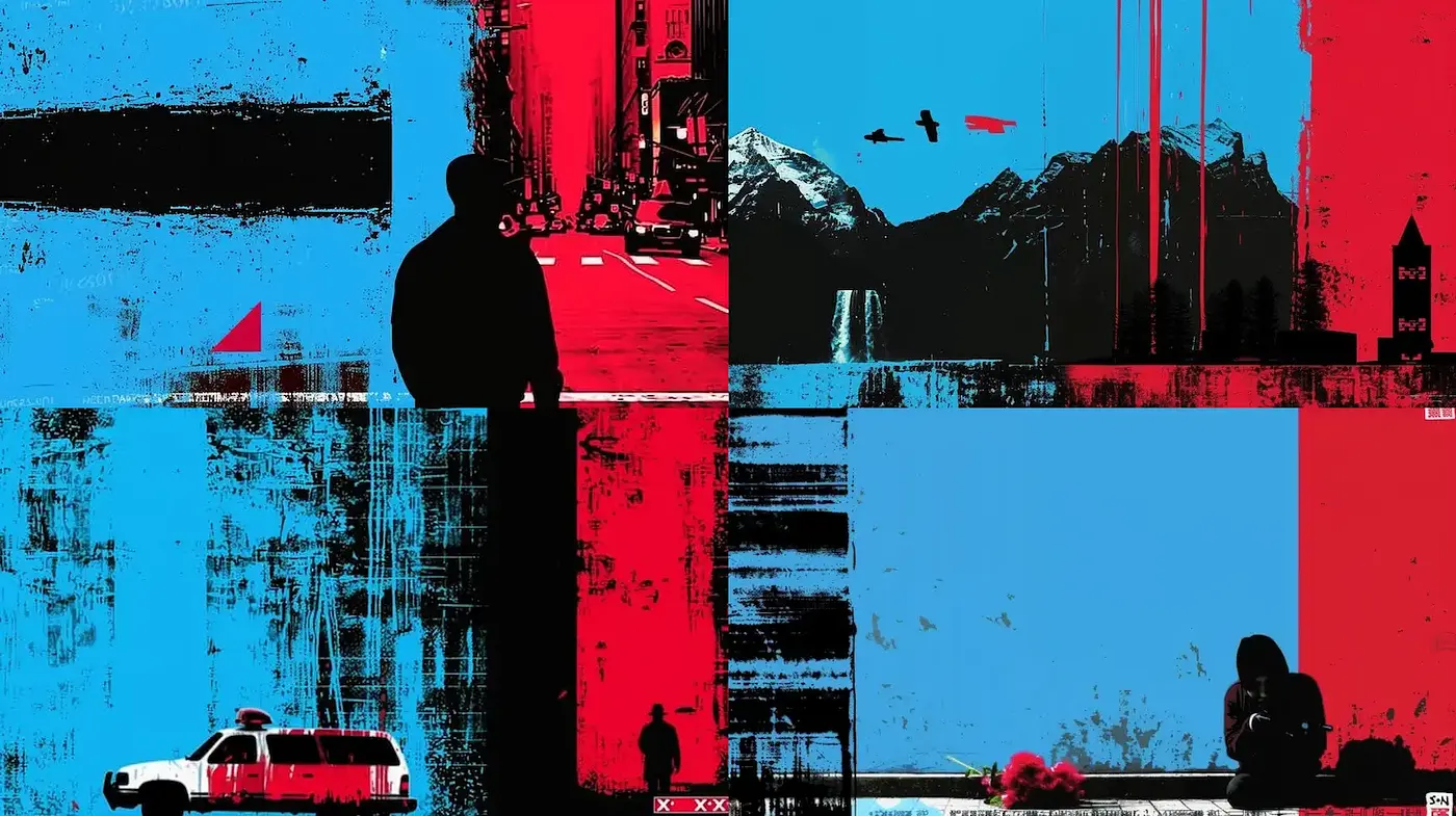 Vividly Contrasting Urban Expressionism with a Grunge Aesthetic - Midjourney sref style