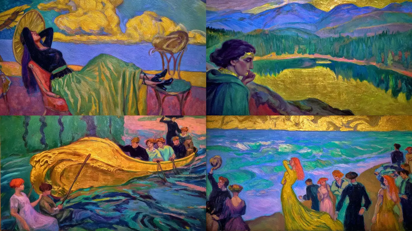 Dynamic and evocative portrayal of human emotions in natural landscapes - Midjourney sref style
