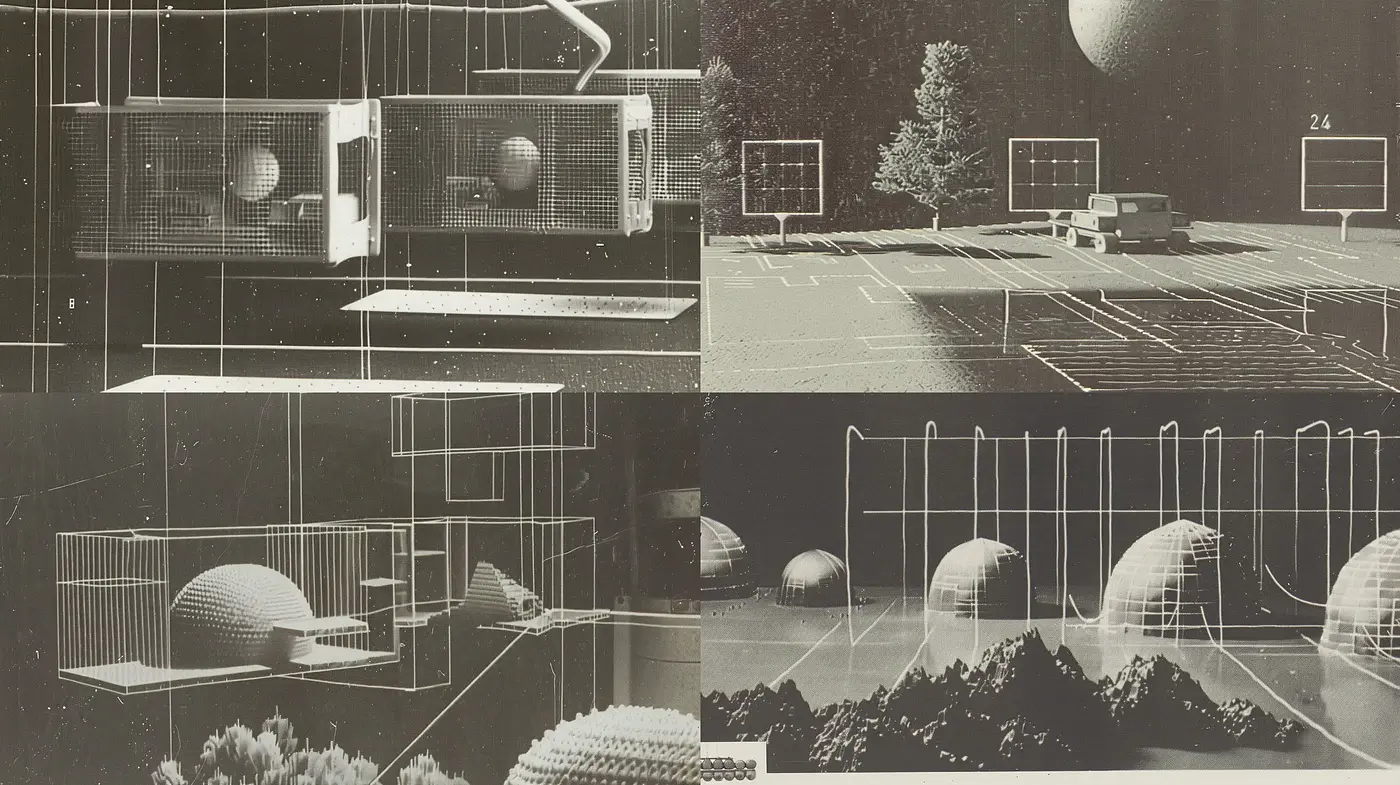 Retrofuturistic Monochromatic Exploration - Midjourney sref style