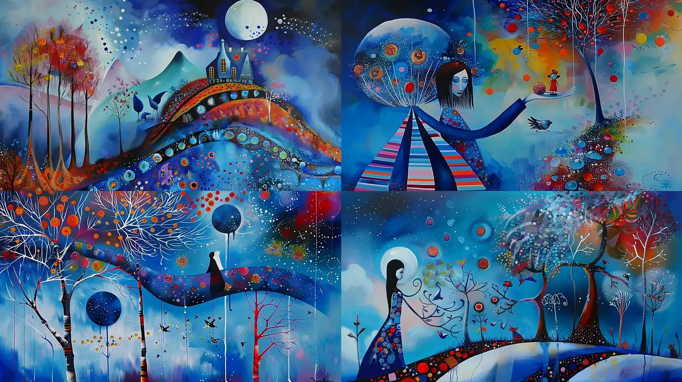 Whimsical Dreamscape Fusion of Color and Fantasy - Midjourney sref style