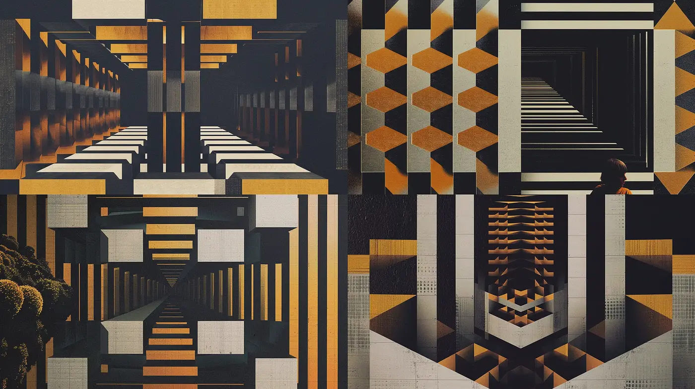 Symphony of Geometric Abstraction in Earthy Tones - Midjourney sref style