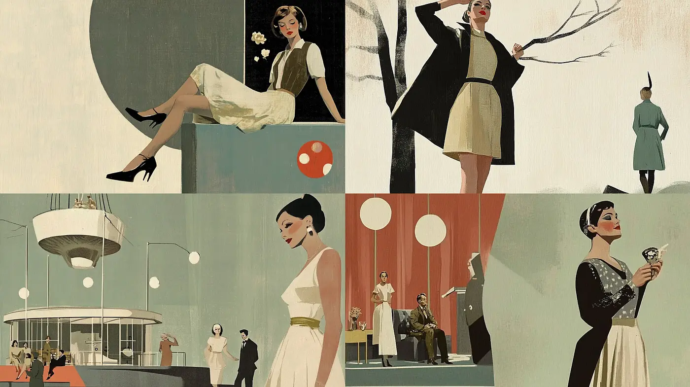 Elegant Retro-Futurism with a Dash of Mid-Century Modern - Midjourney sref style