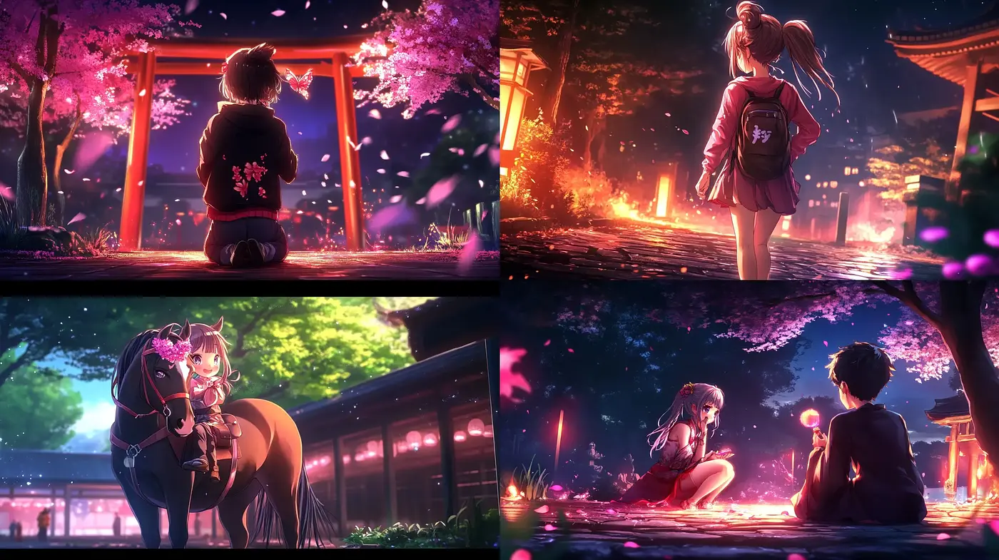 Enchanted Twilight: A Serene Anime-Inspired Tableau - Midjourney sref style