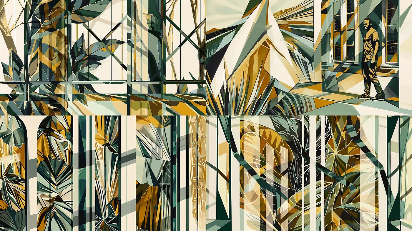 Geometric Botanical Abstract - A Modernist Fusion of Nature and Sharp Lines - Midjourney sref style