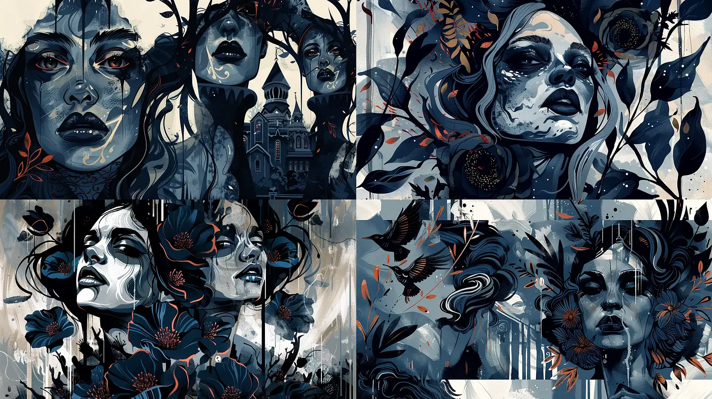Ethereal Nocturne Portraits with Florid Contrasts - Midjourney sref style