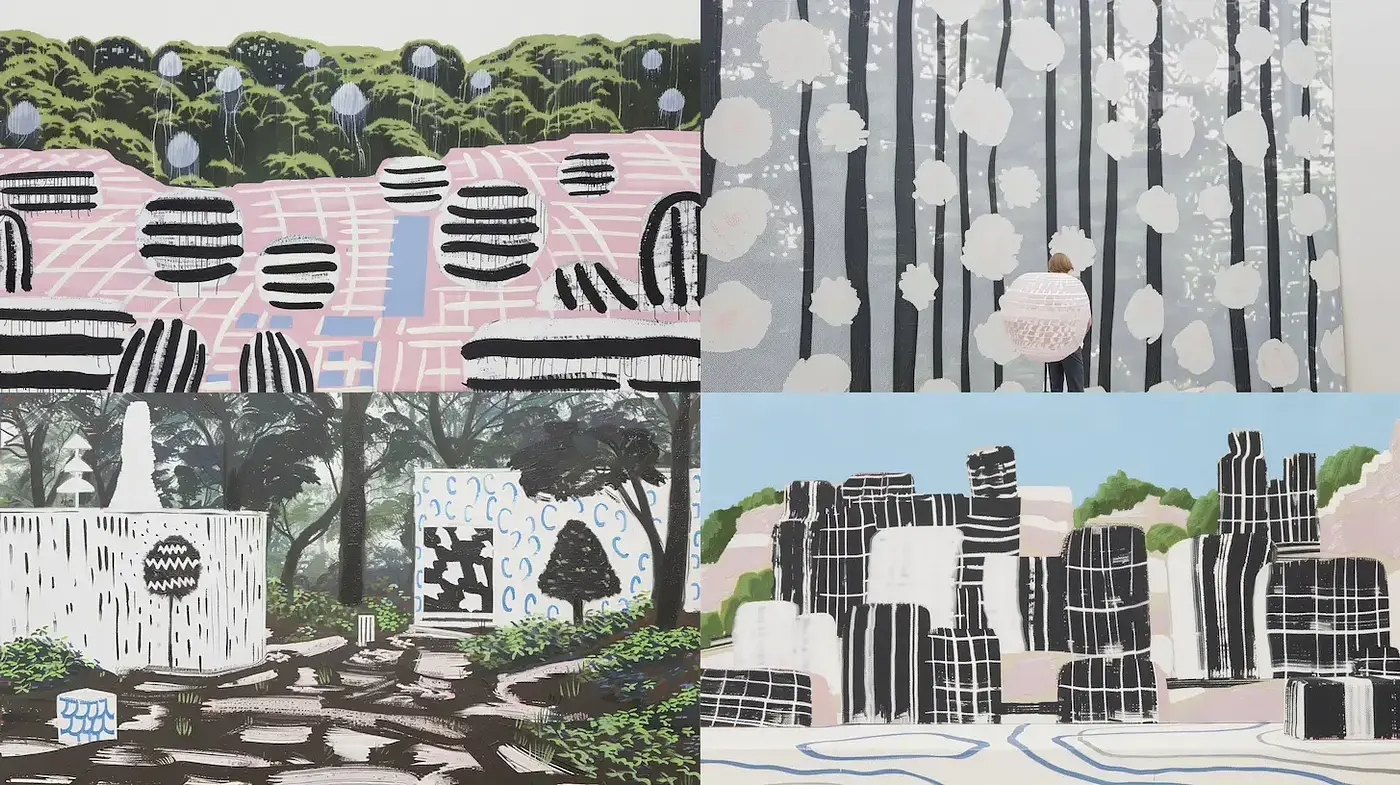 Contemporary Abstract Landscapes with a Playful Touch - Midjourney sref style