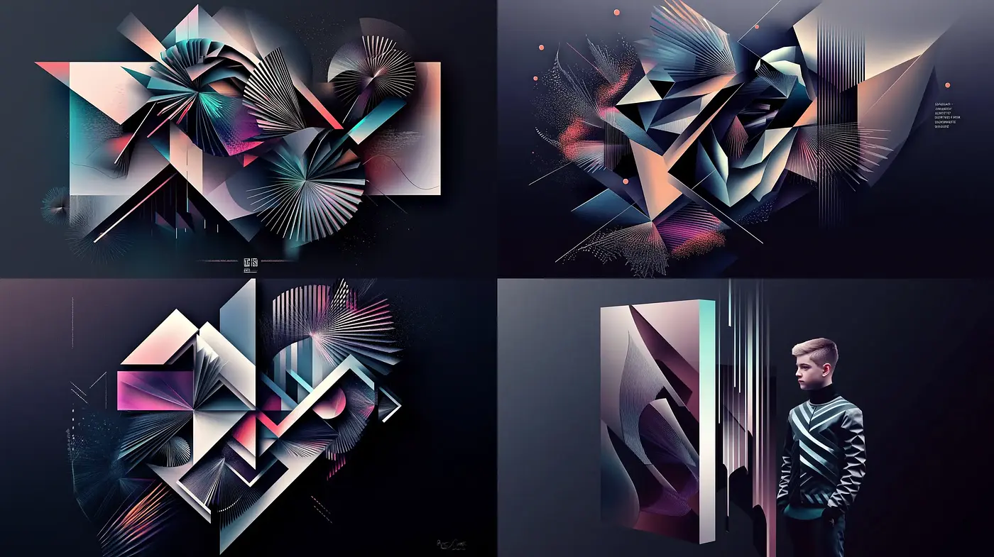 Futuristic Geometric Harmony in Muted Neon - Midjourney sref style