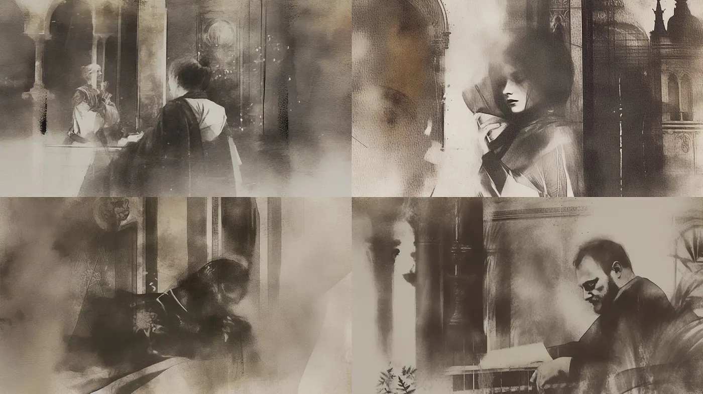 Ephemeral Sepia Echoes: A Symphonic Blend of Nostalgia and Timelessness - Midjourney sref style