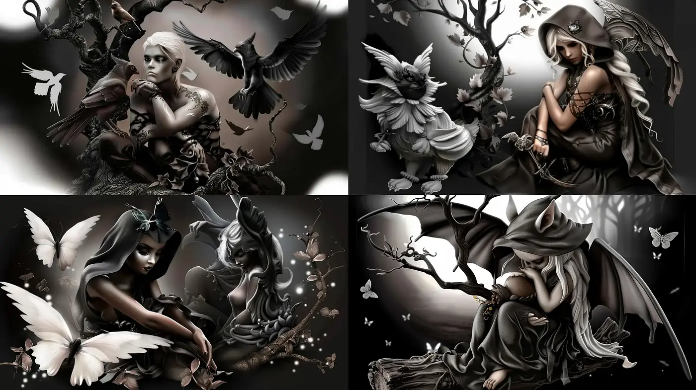 Monochromatic Ethereal Fantasy with a Gothic Sensibility - Midjourney sref style