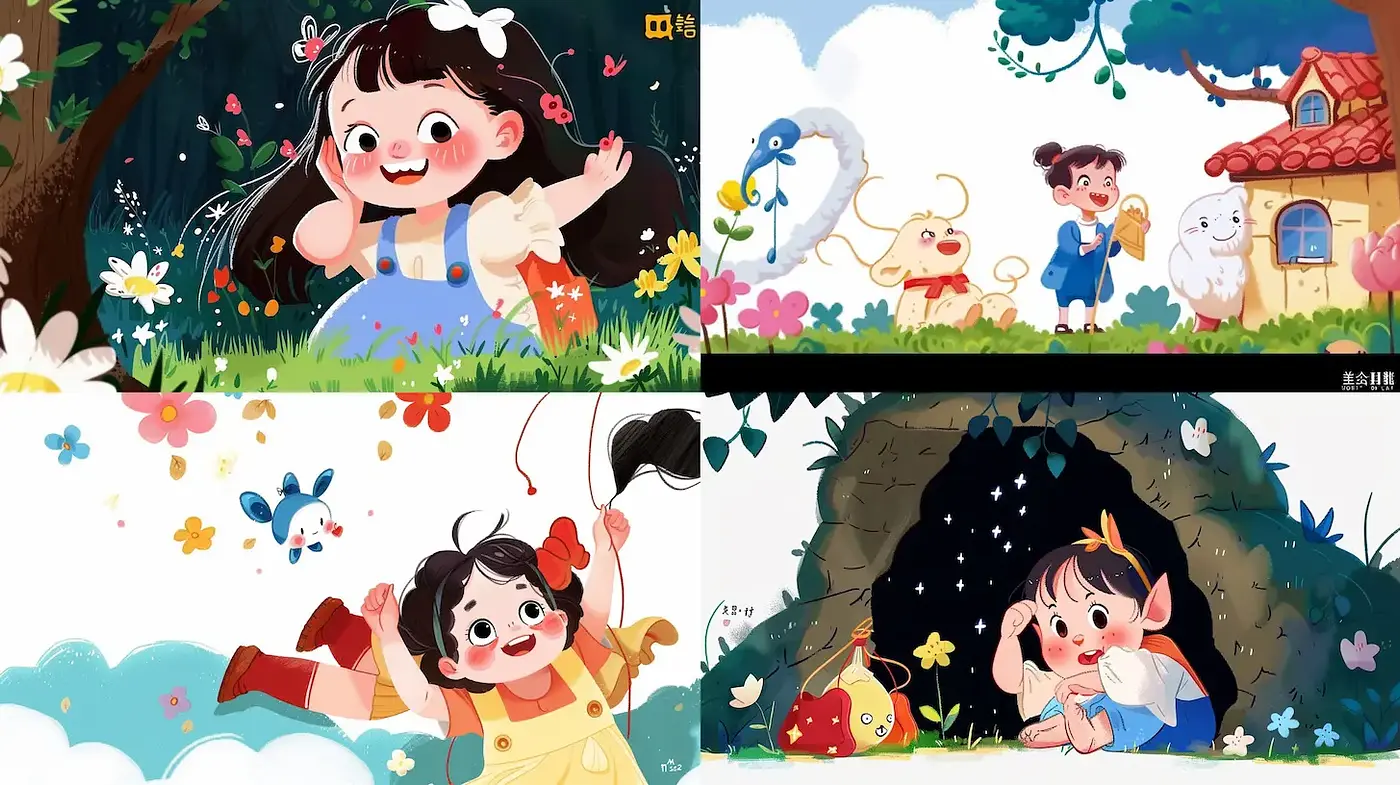 Whimsical and Playful Illustrations with a Fairytale Aesthetic - Midjourney sref style