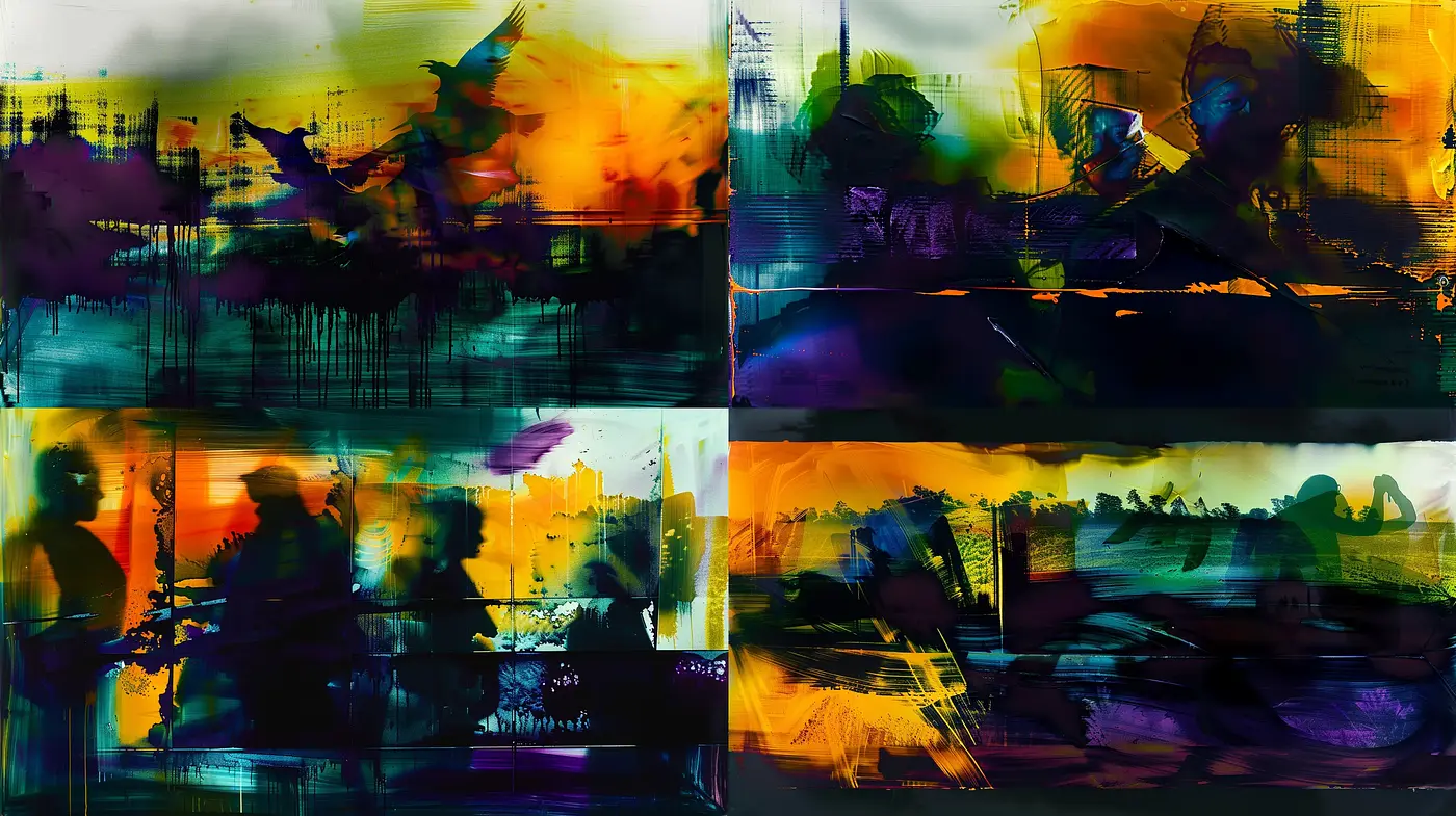 Abstract Expressionist Fusion with a Dystopian Cyberpunk Ambience - Midjourney sref style
