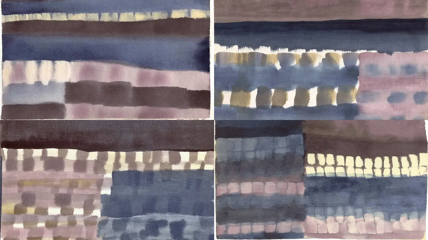 Subtle Watercolor Textures with a Harmonious Color Palette - Midjourney sref style