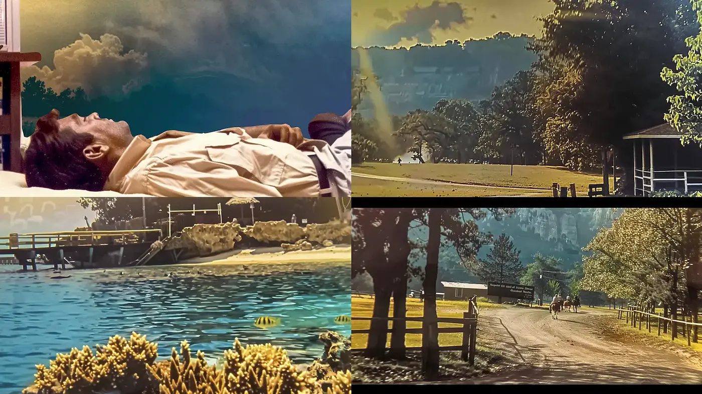 Exploring a Nostalgic Dreamscape with Warm Horizons - Midjourney sref style