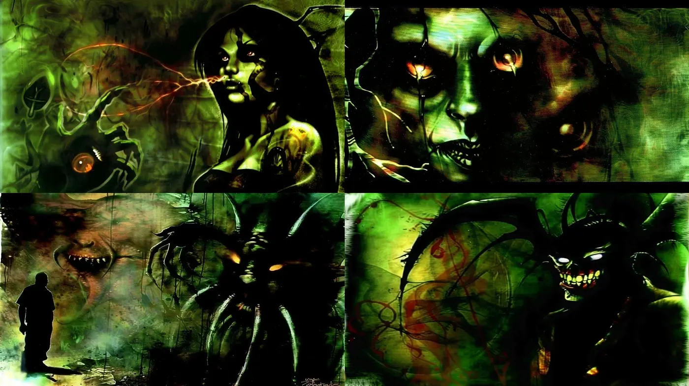 Eerie Translucence and Dark Fantasy in Luminescent Green Hues - Midjourney sref style