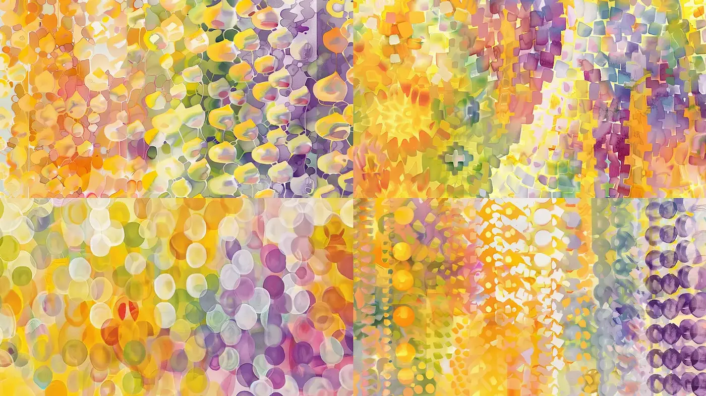 Vibrant and Playful Abstract Textures with a Touch of Impressionistic Influence - Midjourney sref style