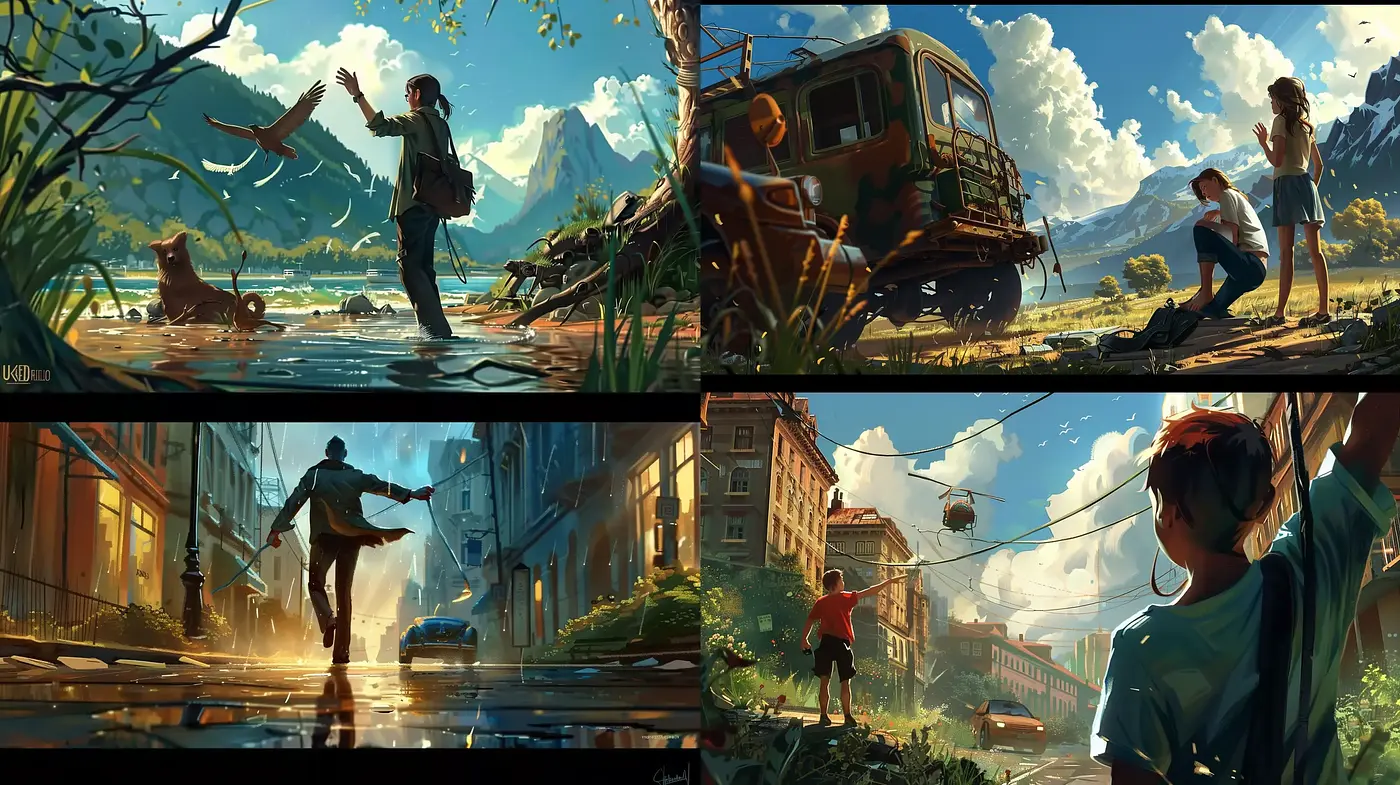 Synthesized Nostalgic Tableaux with Luminous Overtones - Midjourney sref style