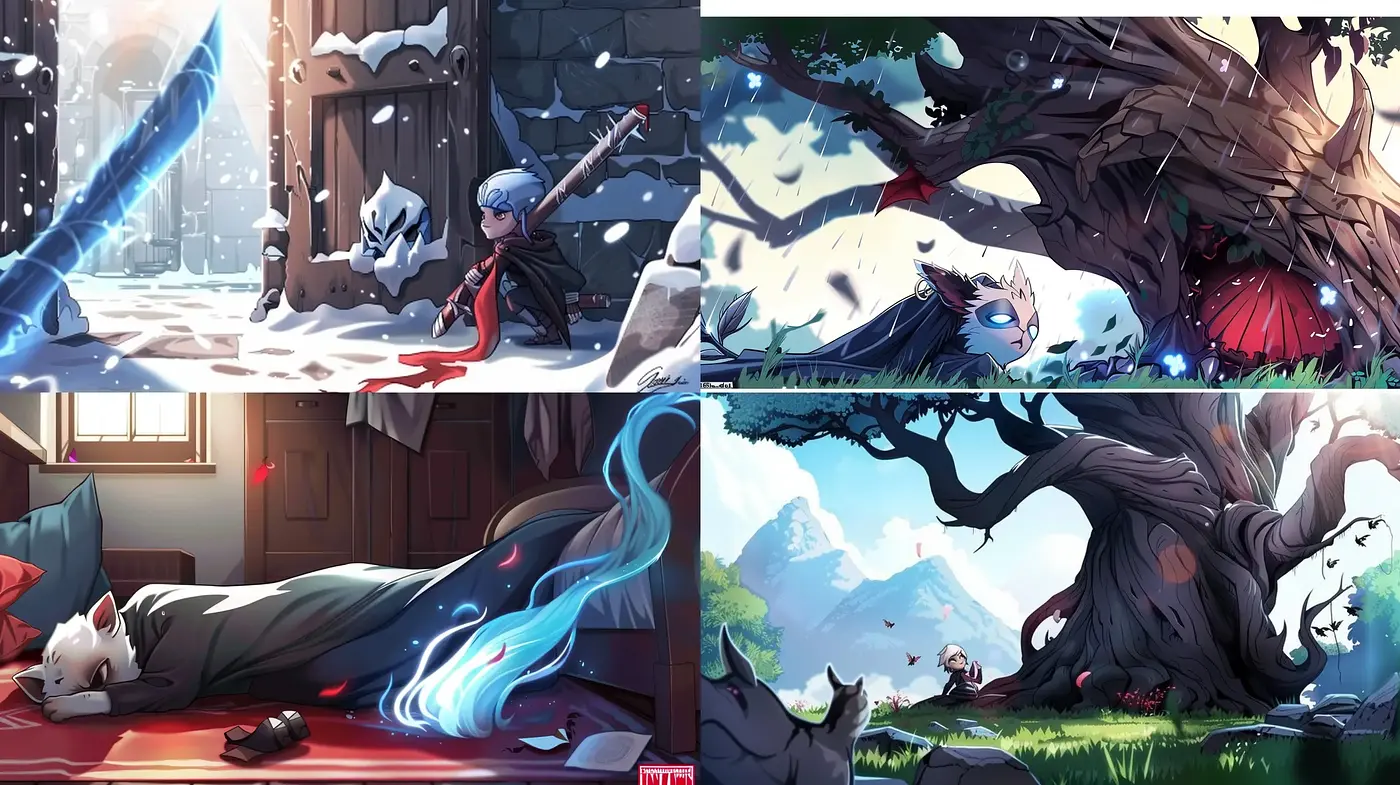 Ethereal Fantasy with Anime Essence and Dynamic Nature Elements - Midjourney sref style