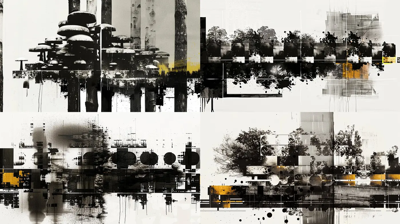 Monochromatic Melancholy: The Essence of Abstract Expressionism in Shattered Geometric Forms - Midjourney sref style