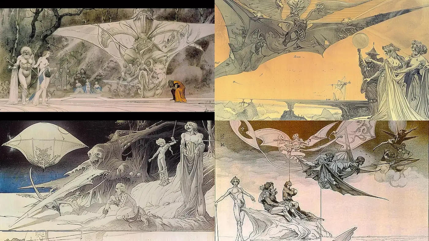 Surreal and Ethereal Art with a Blend of Fantasy Elements - Midjourney sref style