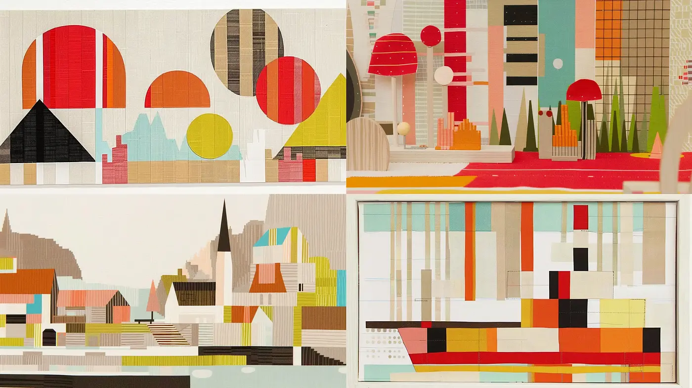 Geometric Harmony in Modernist Mosaic - Midjourney sref style