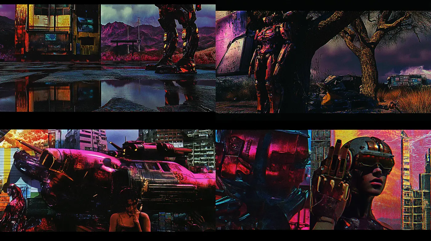Dystopian Cyberpunk Vision with Expressive Textural Details - Midjourney sref style