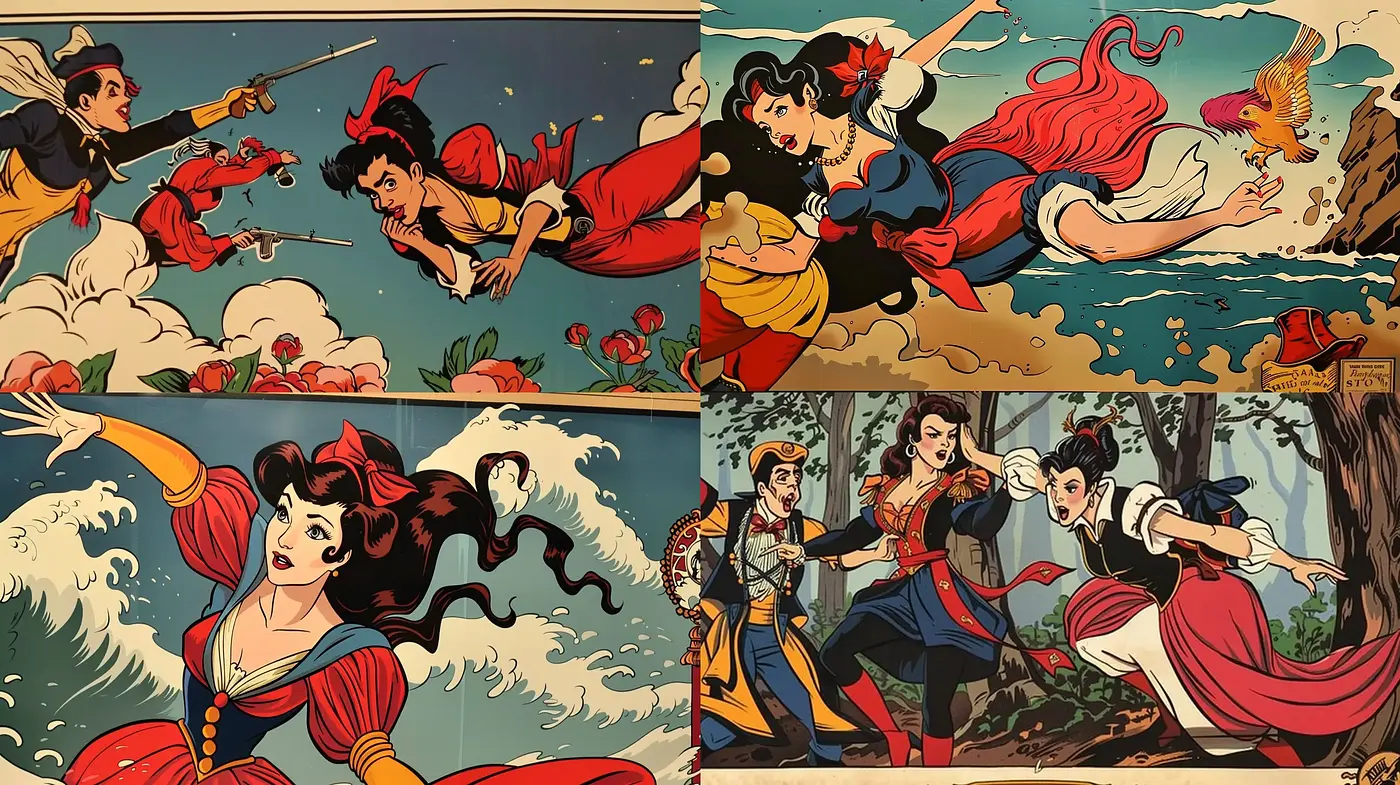 Classic Comic Book Elegance in a Mythological Adventure - Midjourney sref style